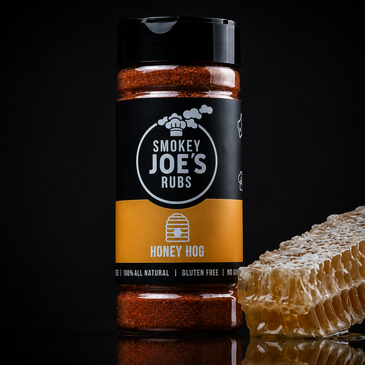 Smokey Joe's Honey Hog BBQ Rub in a 180 g shaker.